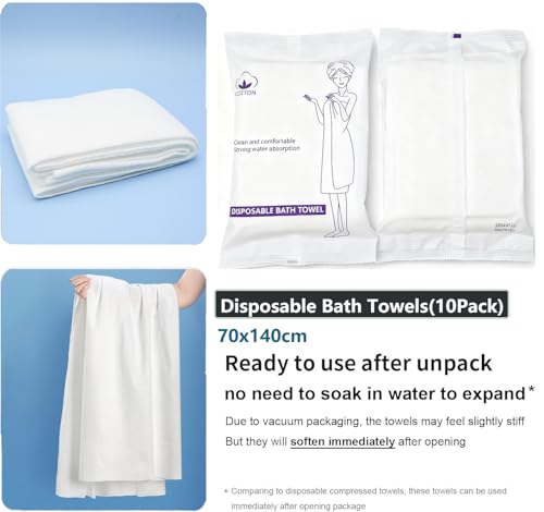Large Disposable Towels | 20 Pack, Bath Towels(70x140cm) and Compressed Towel Tablets(30x24cm) Set, Travel Essentials Thicken and Soft Disposable Wash/Body Towel for Hotel bathroom Beach Swimming