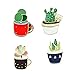 Green Plant Succulent Cactus Aloe Flower Trendy Enamel Lapel Pin Set