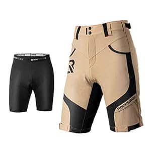 ROCKBROS Korte Fietsbroek Heren Fietsbroek Met Zeem 4D Ademend Sneldrogend Fietsbroek MTB Broek Fietsbroek Lichtbruin M…