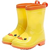 Addace Waterproof Toddler Rain Boots with Protective Cuff & Non-Slip Sole, Yellow Duck Kids Rain Boots, Ideal for Garden, Puddle, and Outdoor Play