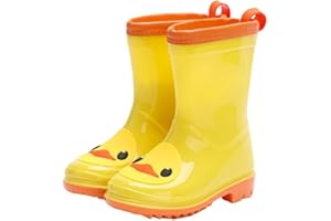 Addace Kids Rain Boots for Boys, Girls, Cute Yellow Ducky Rain Boots for Toddler, Little Kids, Perfect in Rainy Day, Outdoor and Go Fishing