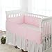 TillYou Baby Crib Bumper -Premium Woven Cotton, Padded Breathable Fill-in(Microfiber)----Pink