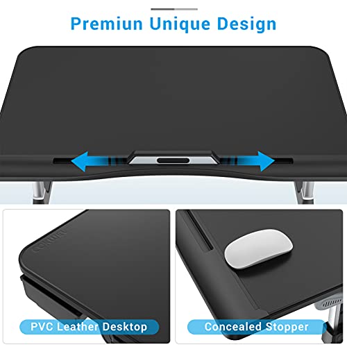 COKWEL Laptop Bed Tray Desk, PVC Leather Portable Breakfast Table