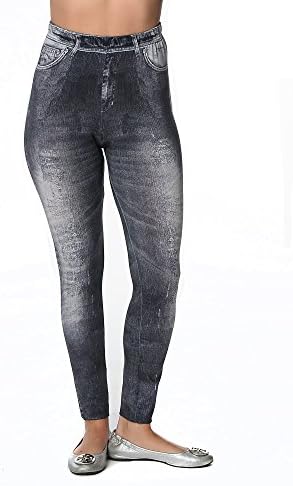Isle Apparel Women's Denim Look Legging Grey Wash Size Small