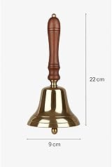 Assorted Collections Traditional Wooden Handle Brass Bell 9cm Dia 22cm High view 4