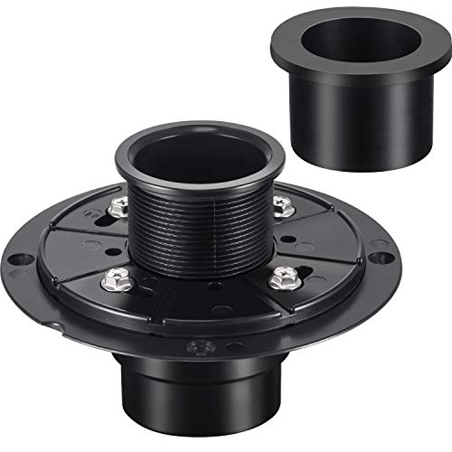 Jetec ABS Shower Drain Base Kit Include 2 Inches PVC Shower Drain Base Flange, Threaded Adjustable Adaptor and Rubber Coupler Gasket for Linear Shower Drain Installation