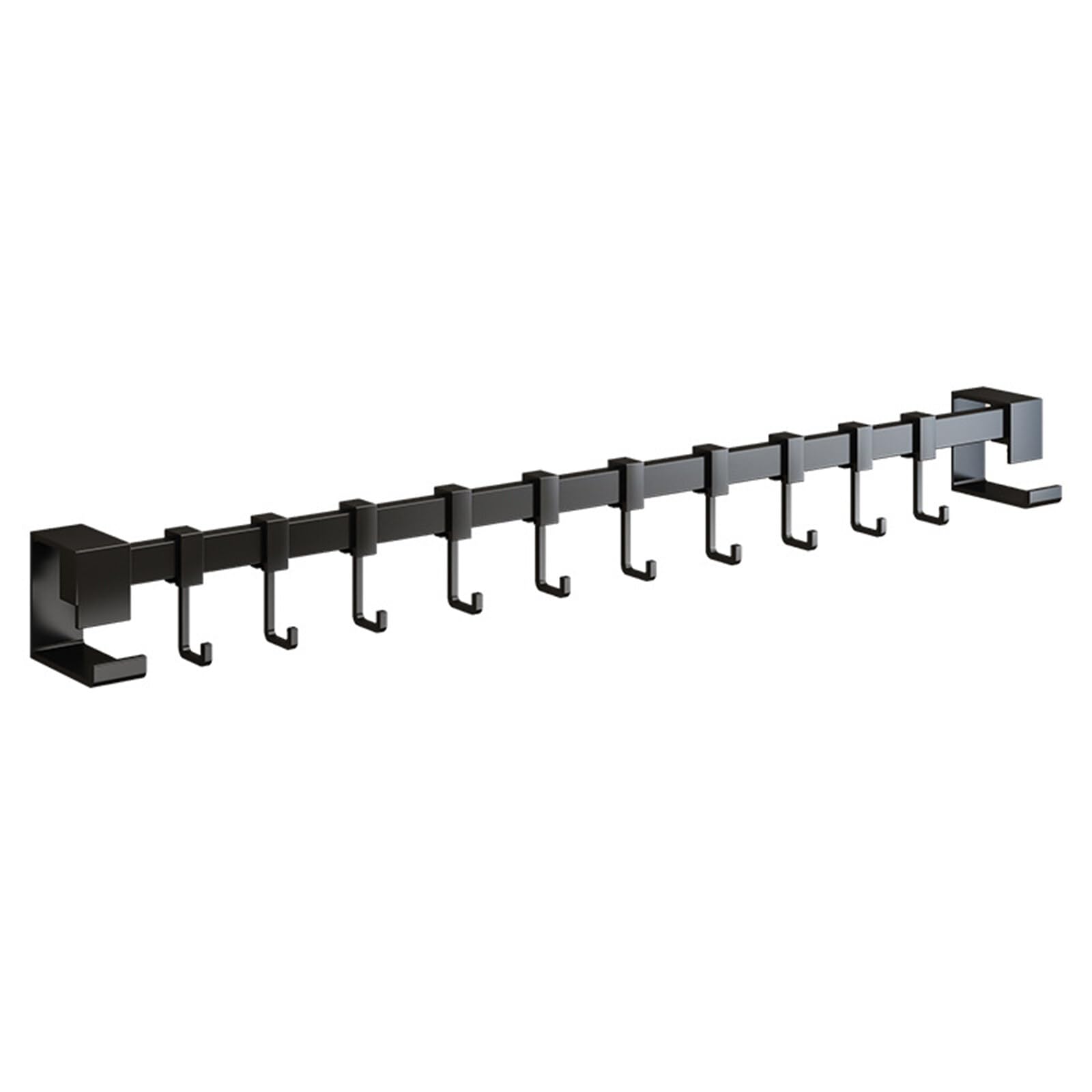 NCONCO Kitchen Hook Rack Kitchen Hook Rack Wall Mounted Kitchen Sliding Hooks Utensil Hanging Rail with 8 Hooks for Spatula Pots Pans and Other Utensils