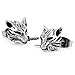 INBLUE Men's Stainless Steel Stud Earrings Silver Tone Black Wolf Head Dagger Knife