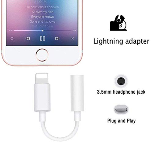 Headphone Jack Adapter for iPhone 3.5mm iPhone Xs/Xs Max/XR/ 8/8 Plus/X (10) / 7/7 Plus (Upgraded Version) Audio Splitter Accessories Music Aux Adapter Headphone Dongle 3.5mm Earbud Cable