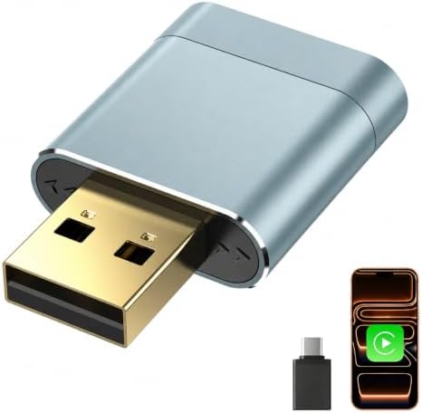 Adaptador CarPlay Inalámbrico para Apple CarPlay, USB-A/USB-C Metálico, Conexión Rápida y Estable, Convierte CarPlay con Cable en Inalámbrico, Compatible con iPhone iOS 10+