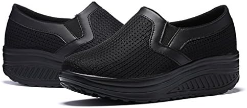 Edenxm Women's Slip On Platform Trainers Ladies Shoes Walking Fitness Toning Wedge Trainers