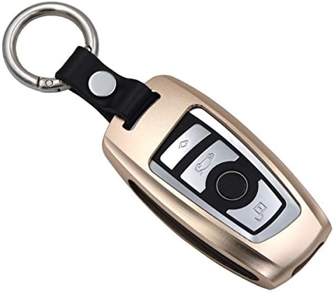 Yeahfits Space Aluminum Car Remote Key Holder Case Cover Trapezoid Style Key FOB For BMW 1 3 5 7 Series X3 X 4（gold） (CK-B-001, gold)