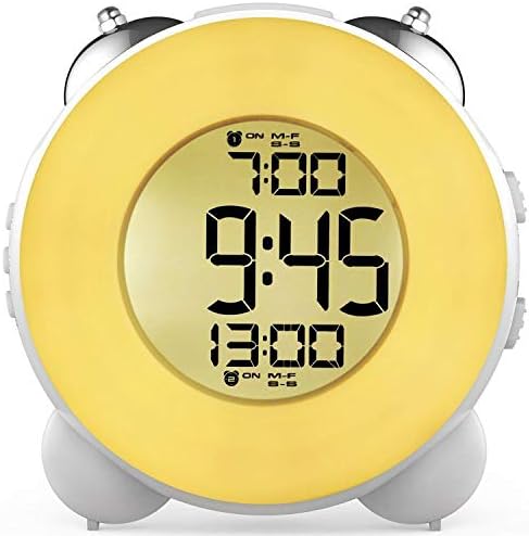 Banne Loud Alarm Clock Optional Alarm Dual Alarm Setting Snooze Function Night Light Bedside Battery Powered Clock (White)
