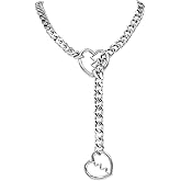 Slip Chain Necklace for Women, Punk Heart Cat Shar Slip Chain Choker Necklace Jewelry Heart O-ring Slip Chain Necklace Adjustable Lariat Y-Necklace