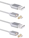 Smart&Cool Gen3 Super Magnetic Micro USB Charging and Data Transfer Cable for Android Phone and Tablets (2-Pack Silver)