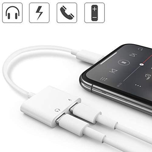 for iPhone 7 Headphones Accessories Splitter Adapter for iPhone X/XS 8/8Plus 7Plus Charging Cable Headphone Jack 4 in 1 Earphone Adapter with Music and Charger Accessory iOS 11 or Later