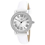 Invicta Women's 'Angel' Quartz Stainless Steel and Leather Casual Watch, Color:White (Model: 21996)