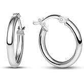 Charmsy 925 Sterling Silver Hoop Earrings for Women | 14K Gold-Plated 2 MM Thickness Classic & Twisted Hoops Earring for Women | Size 15/20/25/30/40/50MM