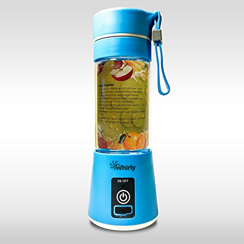 Click Here to See More Images Personal Single Serve Portable Rechargeable Juicer Cup, USB Charger, High Speed, Cordless, Slender Blender for Juice, Cleanse, Shakes, Protein Powder and Smoothies, 380mL Mixer, and BPA Free