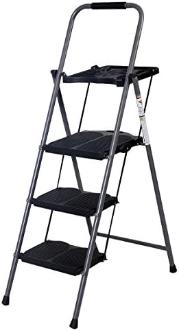 New HD 3 Step Ladder Platform Folding Stool 330 LBS Capacity Space Saving w/Tray