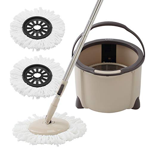 Eyliden Spin Mop & Bucket Floor Cleaning System with Extended Adjustable Handle and 2 Microfiber Mop Pads