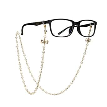LUOEM Eyeglass Chain with Bowknot Imitation Pearls Glasses