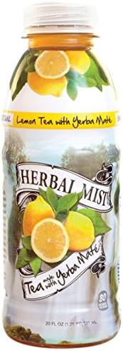 Herbal Mist Organic Yerba Mate Iced Tea | Natural Low-Calorie Drink From Premium Loose Leaf Teas and Real Fruit Extracts | Lemon, 16.9 Ounce (Pack of 12)