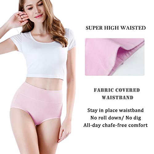 image for wirarpa Women's 2 Pack Cotton Underwear High Waisted Full Coverage Bri