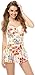 One Piece Floral Ruched Halter Push Up Slim Tummy Control Tankini Swim Dress