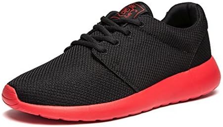 Wei Men's Breathable Running Shoes,Walk,Beach Aqua,Outdoor,Water,Rainy,Exercise,Drive,Athletic Sneakers (9.5 D(M) US, Black-Red)