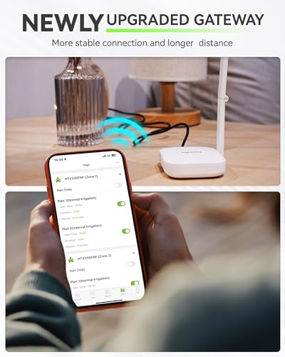 RAINPOINT WiFi Garden Hose Timer 2 Zone, Smart Water Timers for Irrigation, Sprinkler Timer via APP/Voice Control, Built-in Flow Meter, Based on Weather/Soil, Automatic Watering System (Brass Inlet)