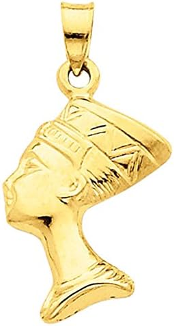 14K Yellow Gold Egyptian 3-D Nefertiti Charm Pendant