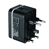 Travel Adapter,JZxin Universal Travel Charger Plug With Dual 4.8A USB Ports US To UK EU AU All In One Worldwide Travel Power Adapter Safety Fuse Protection Adaptor International AC Wall Charger