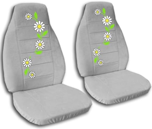 2 silver daisy car seat covers for a 2000 Honda Civic.