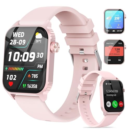 TRAUSI Smart Watches Uomo Donna 1.8 Pollici HD Smartwatch con 120 Modalità Sportive, Frequenza Cardia/Monitor Dormire, IP67 Impermeabile Chiamata Bluetooth & Controllo Musica per iPhone/Android (Rosa)