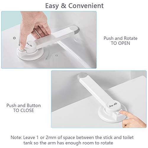 Baby Safety Toilet Lock, 3M Adhesive Swing Shut Toilet Seat Bowl Lock for Bathroom Baby Toddler Pet Proofing with 1PC Child Safety Cabinet Lock - Thumbnail 4
