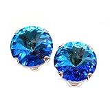 925 Sterling-silver stud earrings expertly made with Bermuda Blue crystal from SWAROVSKI for Women.