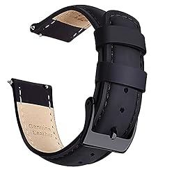 Ritche Genuine 18mm Black Leather Watch Bands Top