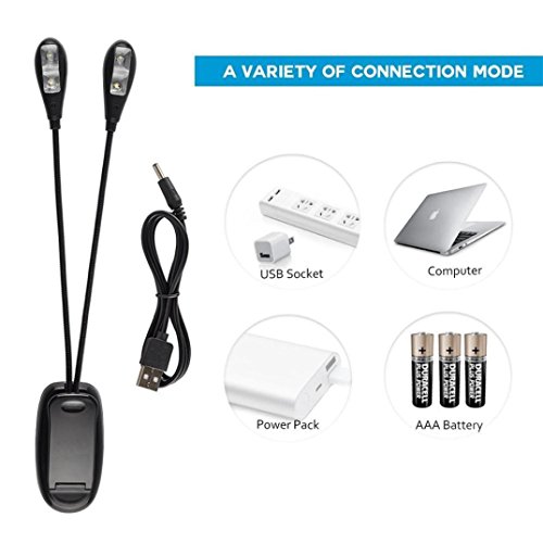 lotus.flower Book Music Stand Light Reading Light USB Battery Operated Clip on and Portable Lights (4LED) - Thumbnail 4