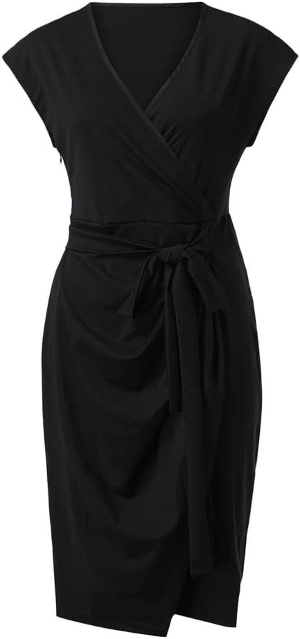 Worsworthy Dress Women Short Sleeve Solid Dress Ladies Casual Dress