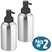 mDesign Rustproof Aluminum Soap Dispenser Pump, for Kitchen or Bathroom Vanities - Pack of 2, Wide, Brushed/Matte Charcoal