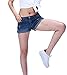 PHOENISING Women's Fashion Short Shorts Stylish Ripped Hole Jeans Roll-Over Hot Pants Dark Blue