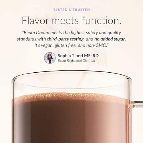 BEAM Dream Sleep Powder – Sleep Aid for Adults with Melatonin, Magnesium, L-Theanine, Reishi Mushroom & Apigenin Sleep Supplement, Sleepy Cocoa Bedtime Drink Mix, Cinnamon Cocoa Flavor, 30 Servings