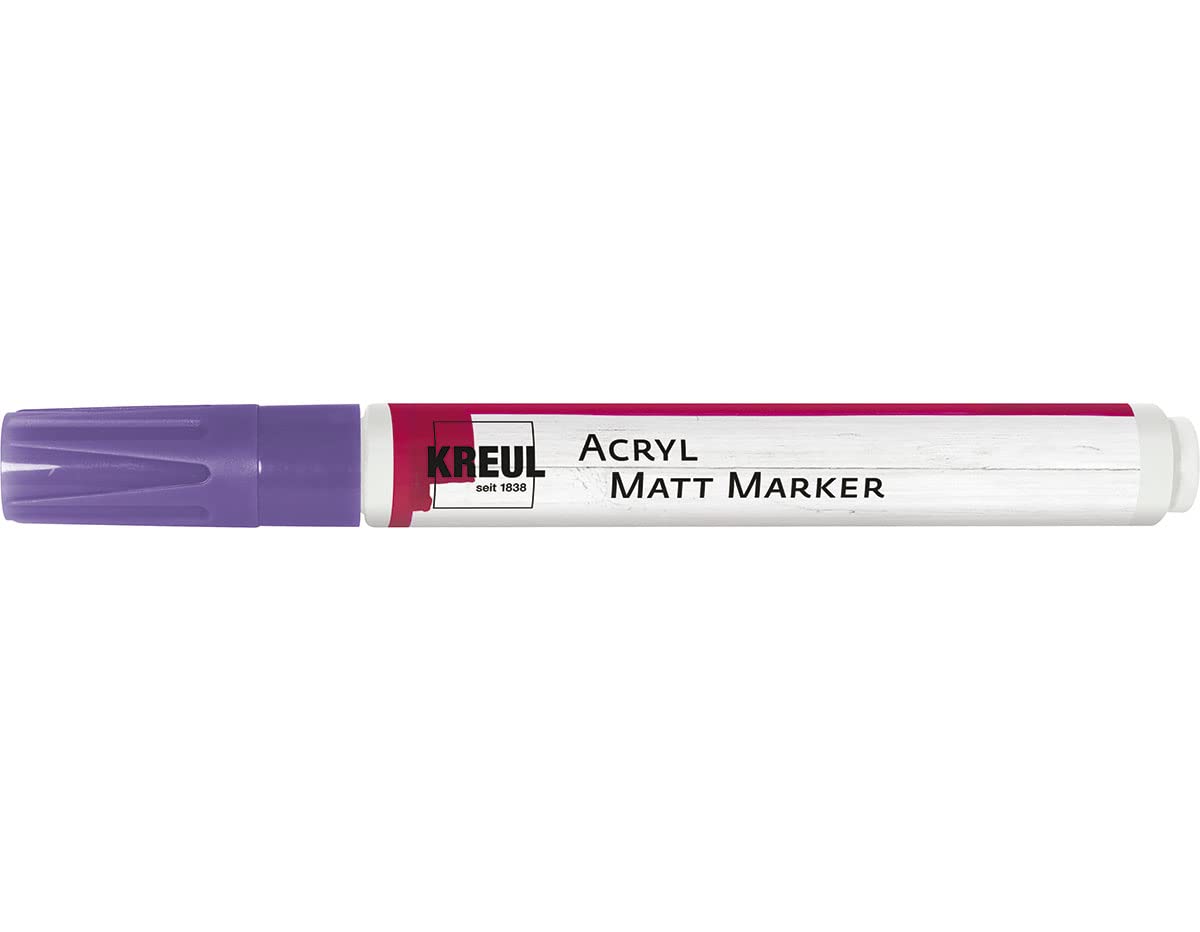 Kreul 46236 Matte Acrylic Marker Medium with Bullet Tip Approx. 2-4 mm, Purple, Matte, Permanent, Water-Based Acrylic Paint for Filigree Accents