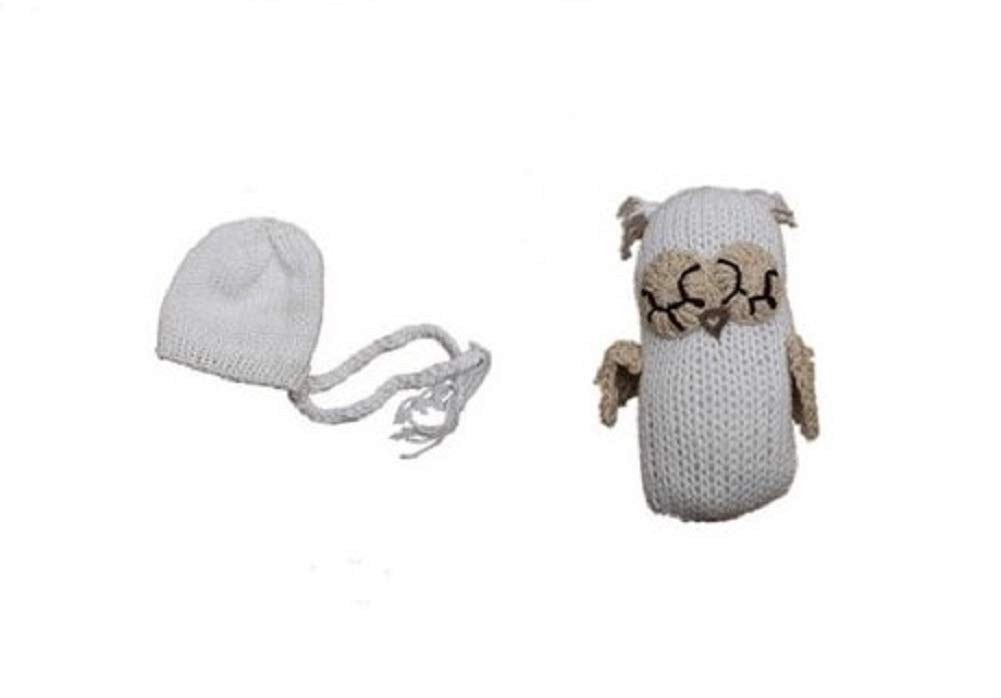 Newborn Baby Girl/Boy Crochet Knit Costume Photography Prop Outfits (Owl and Hat Set White)
