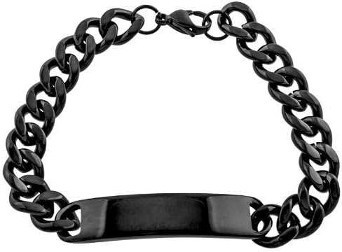 Filango ® Stainless Steel Panther Bracelet 10 MM with Engraving-Schwarz