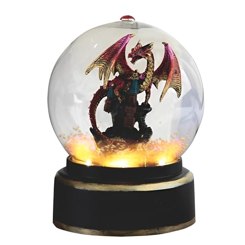 ICE ARMOR 7.5" H Red Dragon in Air Powered Snow Globe Statue Sculpture Ornament…