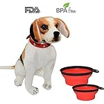 Travel dog Cat Bowl Collapsible,Paperflower&reg; TPE Dog Travel Bowl Collapsibe & Portable Pet Bowls Two Sizes Set Pack of 2- BAP Free (RED)