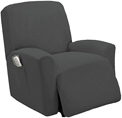 Queen Linens One Piece Stretch Recliner Slipcover, Stretch Fit Furniture Chair Recliner Lazy Boy Cover Slipcover, Estella (Cool Grey)