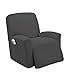 Golden Linens One piece Stretch Recliner Chair Furniture Slipcovers with Remote Pocket Fit most Recliner Chairs (Gray)